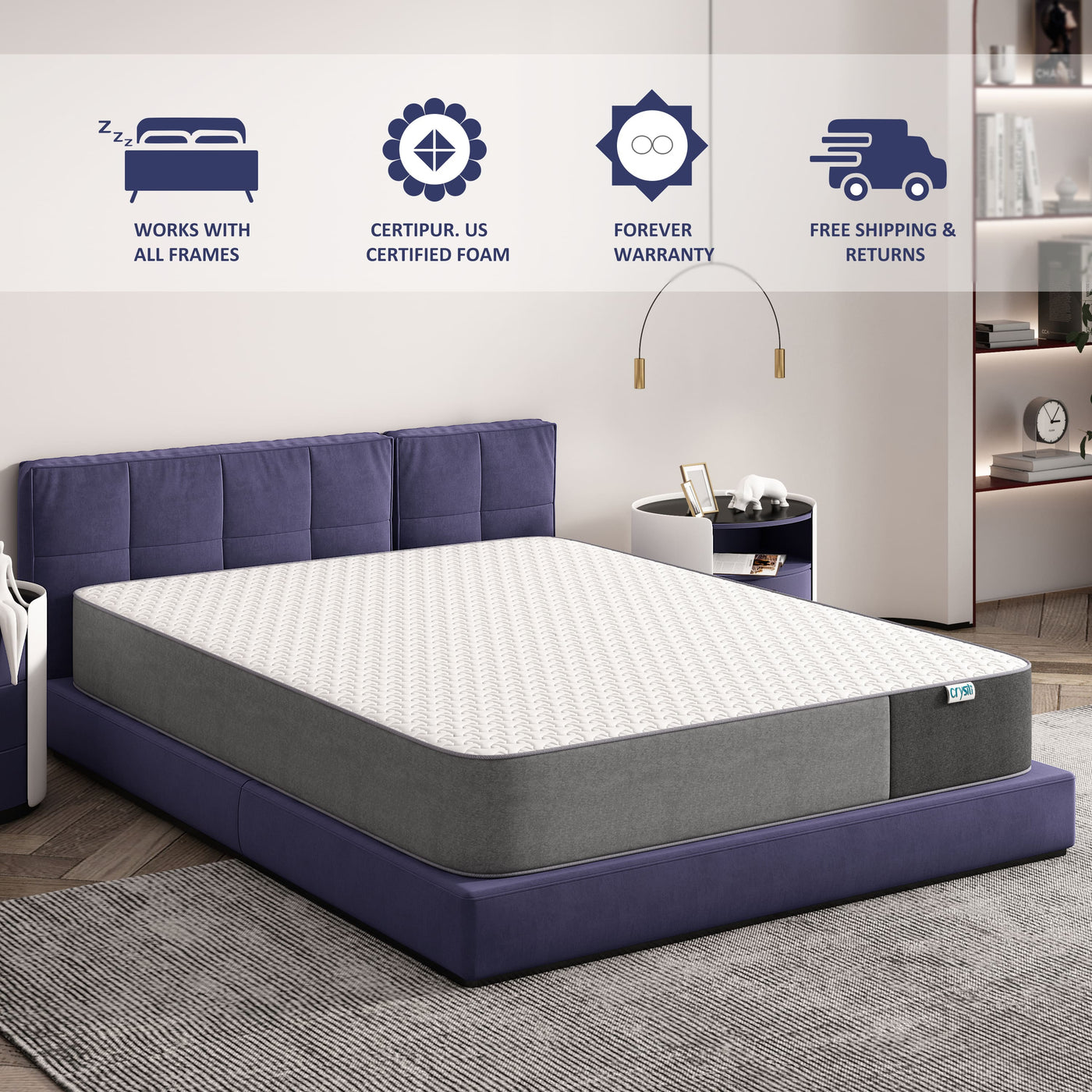 Big Promotion Crystli DC Collection| 8 inch Memory Foam Mattress with CertiPUR-US Certified (US)
