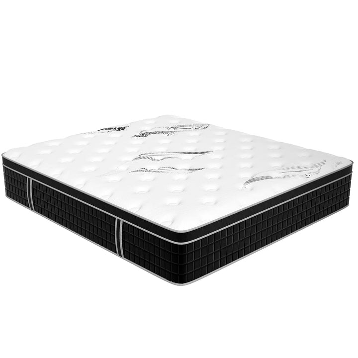12 inch Feather Print Medium Firm Hybrid Pocket Spring Memory Foam Mattresses In a Box