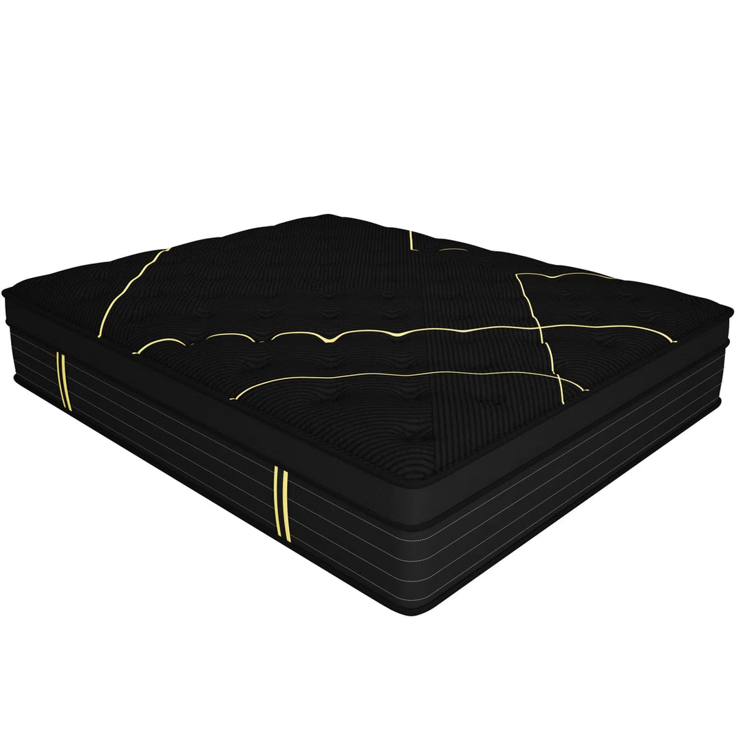 14 Inch Black Gilded Collection Medium Firm Pillow Top Hybrid Mattress Mattress in a Box