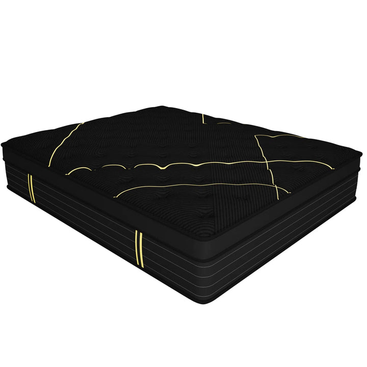 14 Inch Black Gilded Collection Medium Firm Pillow Top Hybrid Mattress Mattress in a Box