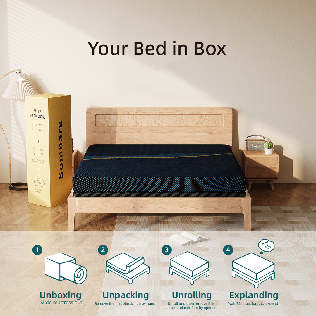 Somnara Full Mattress 12 Inch, Gel Memory Foam Mattresses, Activated Charcoal Infused, Medium Firm Bed Mattress in a Box for Pressure Relief, Fiberglass-Free, CertiPUR-US Certified, Black