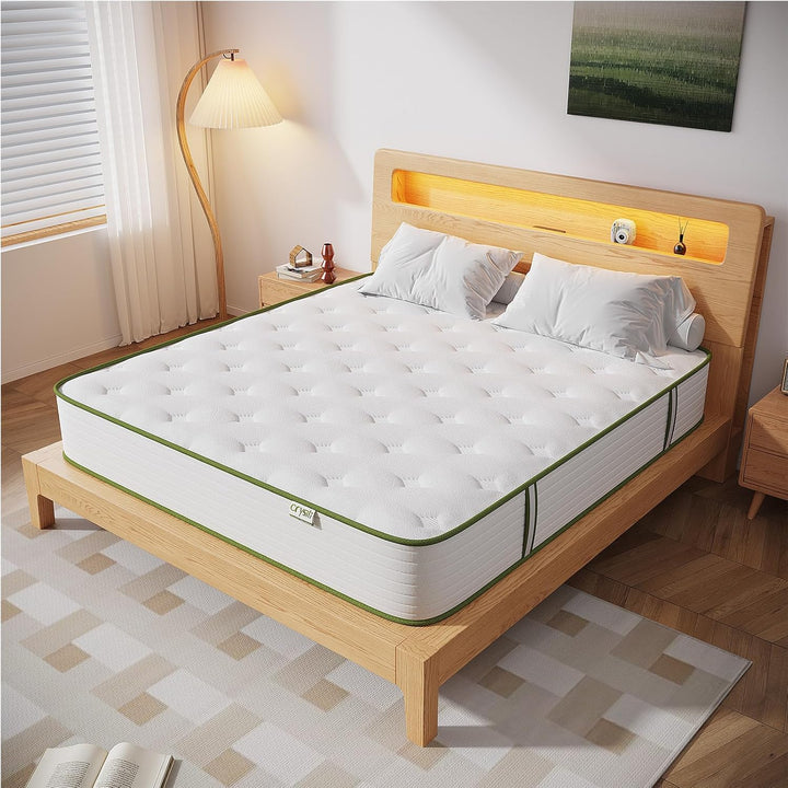 Crystli Green Avocado Collection 10 Inch Hybrid Mattress with Cooling Tencel Fabric