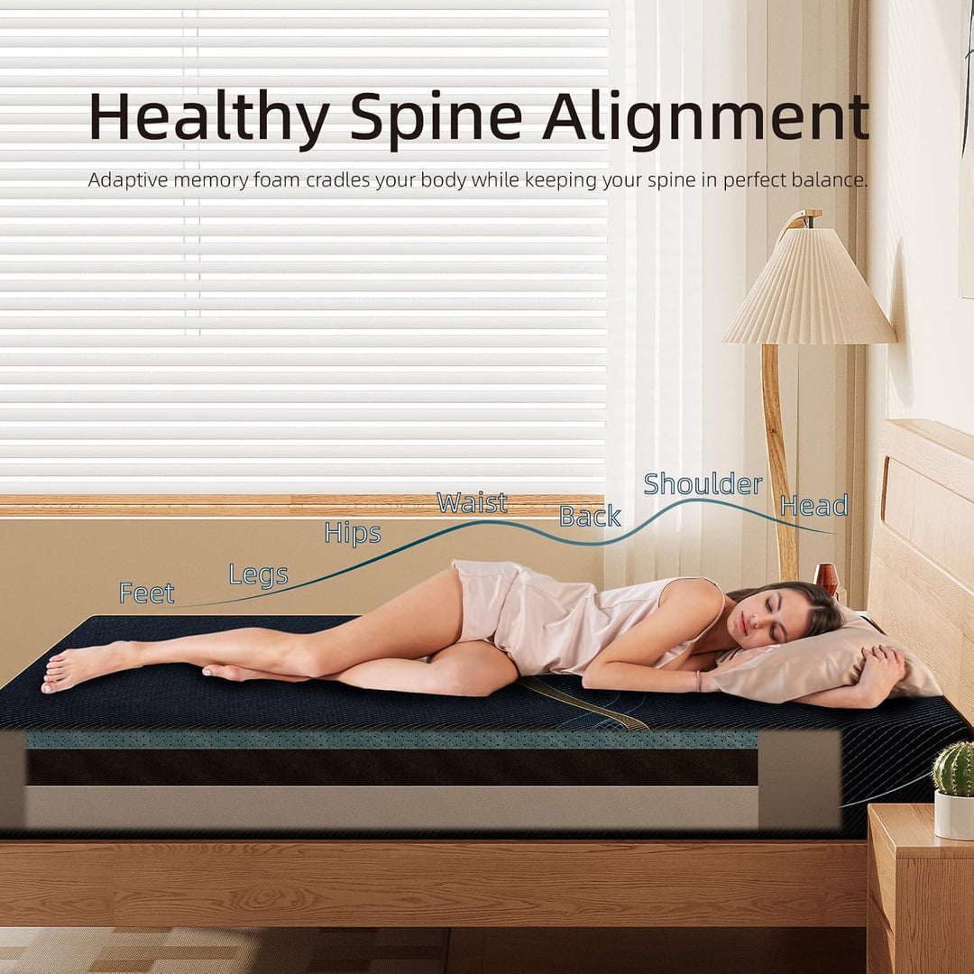 10 Inch, Gel Memory Foam Mattresses, Activated Charcoal Infused, ure Relief, Black