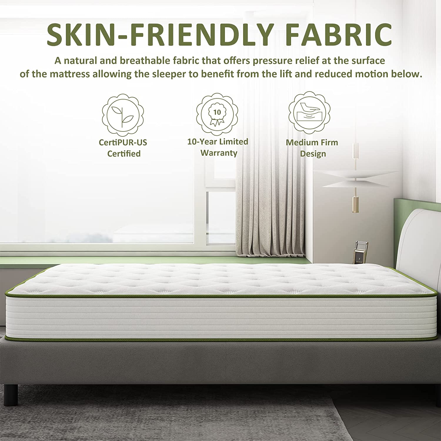Everyday Crystli Green Avocado Collection 12 Inch Hybrid Mattress (CA)