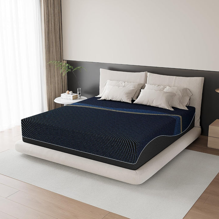 ChillCool Collection 12 Inch, Gel Memory Foam Mattresses, Activated Charcoal Infused, Fiberglass-Free, Black