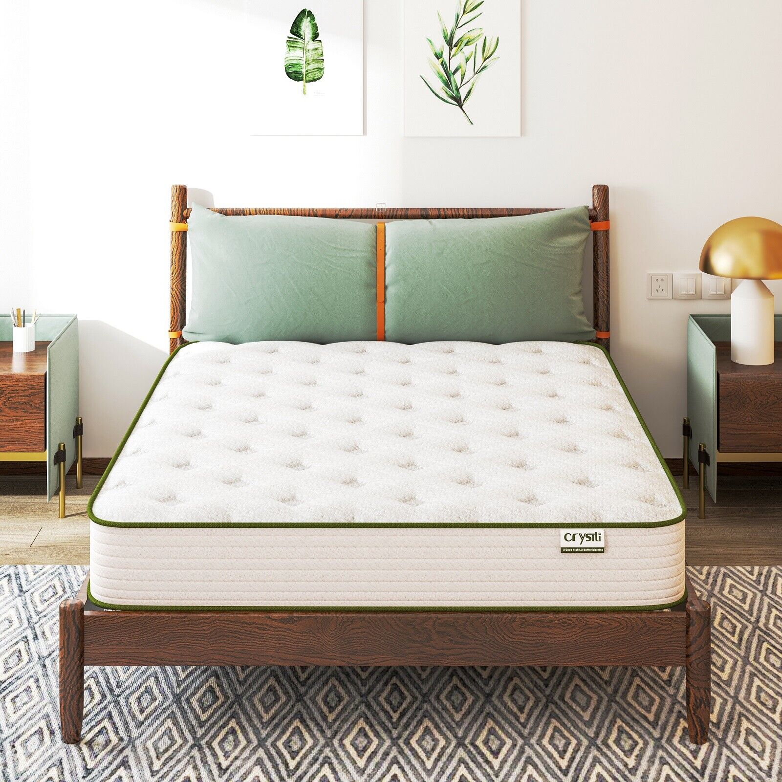 WM-12 Inch Crystli Green Avocado Collection Hybrid Mattress (CA)