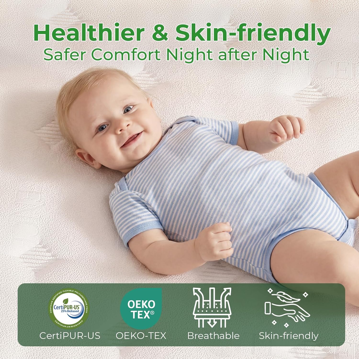 Big Promotion Crystli Green Avocado Collection 10 Inch Hybrid Mattress with Cooling Tencel Fabric