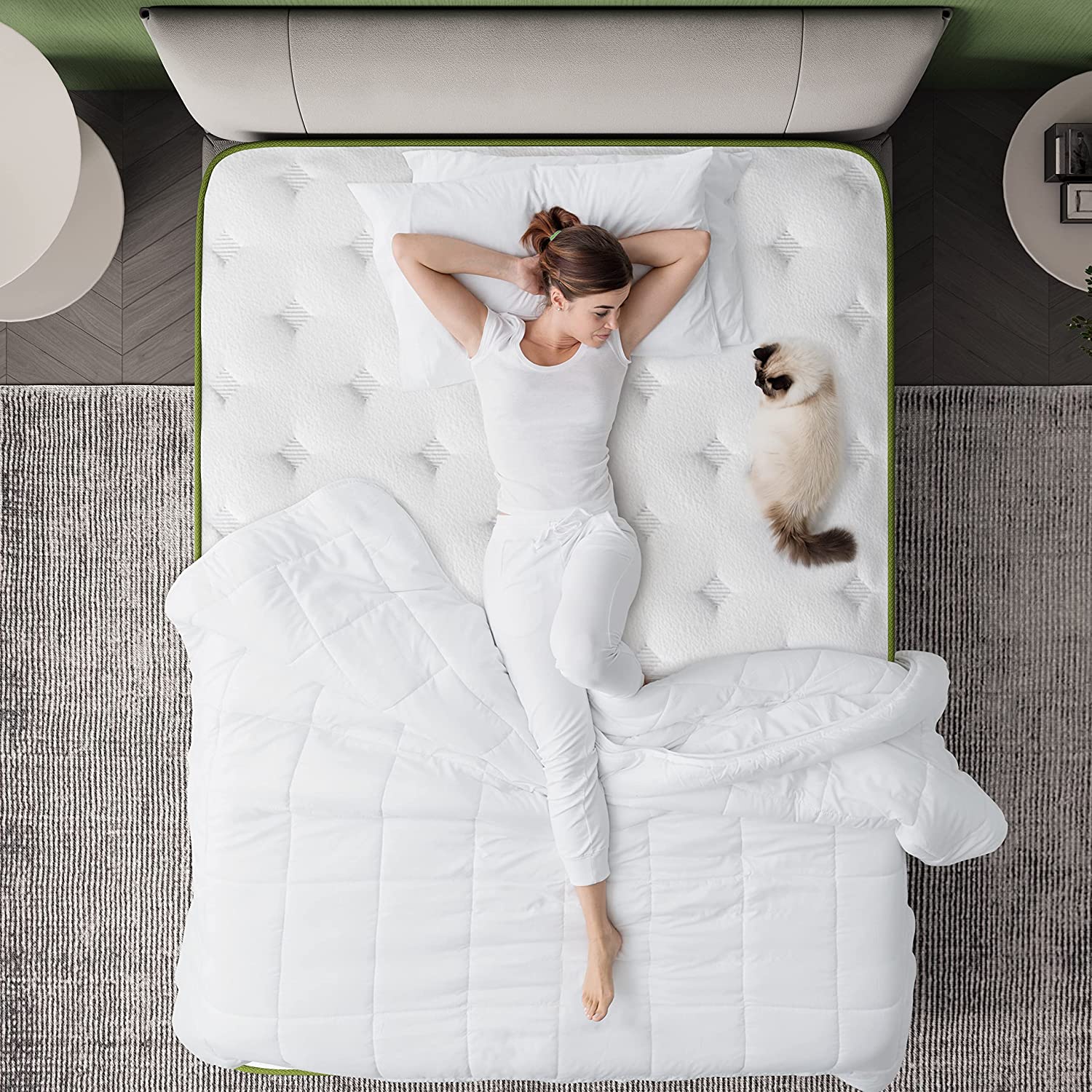 Crystli Green Avocado Collection 12 Inch Hybrid Mattress in a Box Tencel Cooling Cover