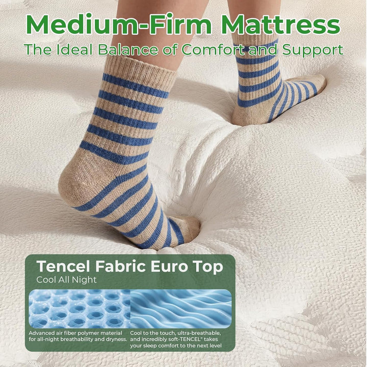 Big Promotion Crystli Green Avocado Collection 10 Inch Responsive  Memory Foam Innerspring Mattress