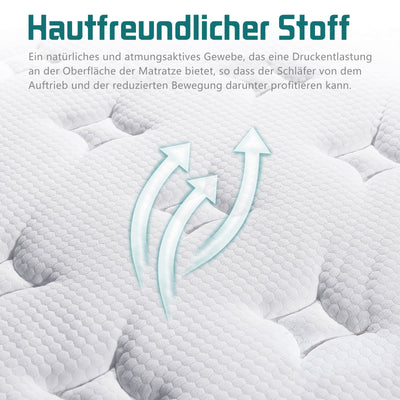 Crystli Matratze 90x200 7-Zonen Hybridmatratze für Druckentlastung und kühleren Schlaf Federkernmatratze, Härtegrad H3 mit exzellenter Punktelastizität, Matratzen Höhe 21 cm