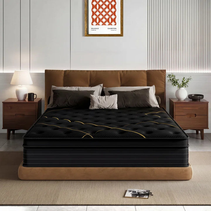 12 Inch Black Gilded Collection Medium Firm Pillow Top Hybrid Mattress Mattress in a Box