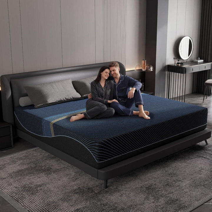 Big Promotion 12 Inch Cooling Gel &amp; Bamboo Charcoal Memory Foam Mattress Back Pain Stress Relief Black