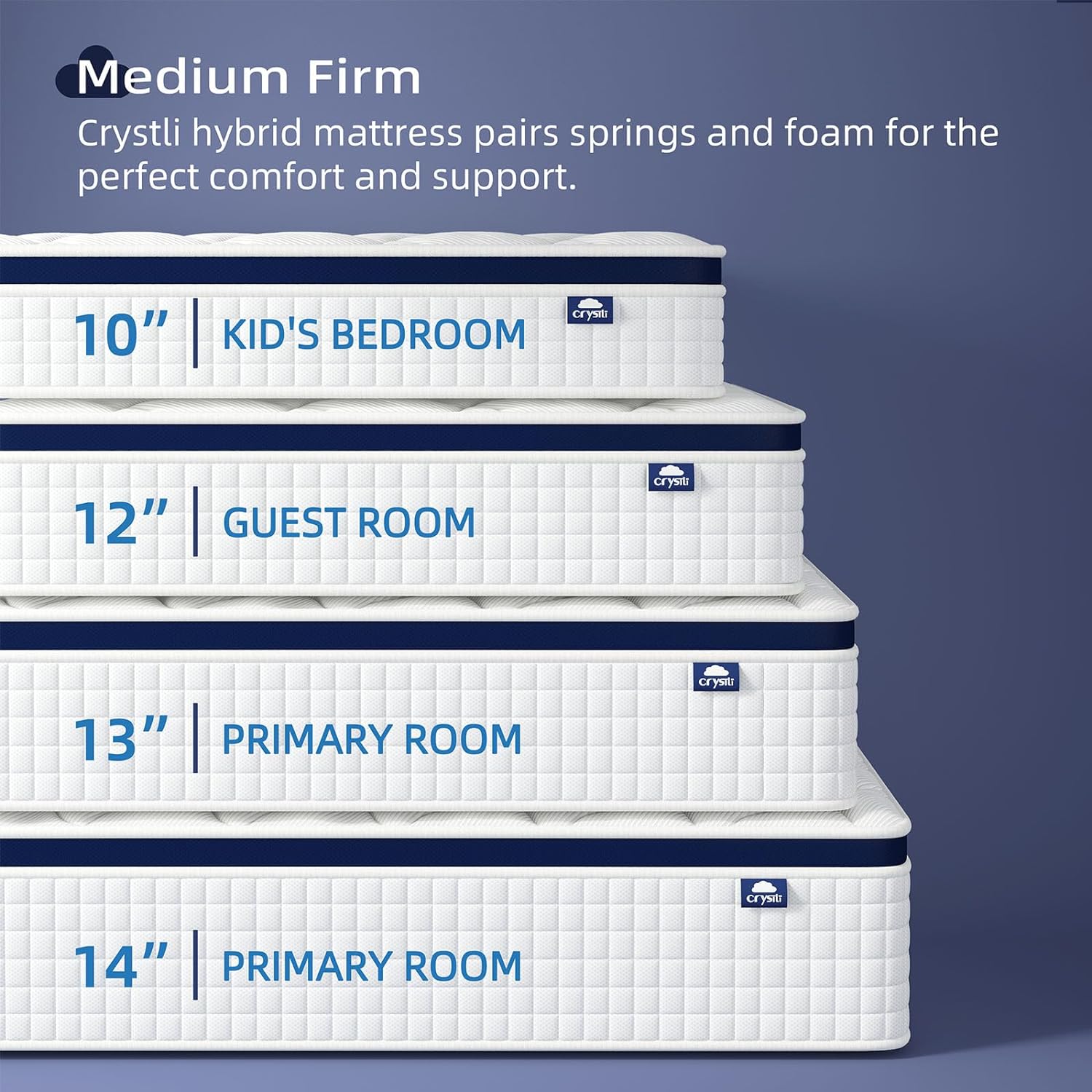 WM Crystli Midnight Collection 12 Inch Hybrid Innerspring Mattress with Zero Gravity(US)