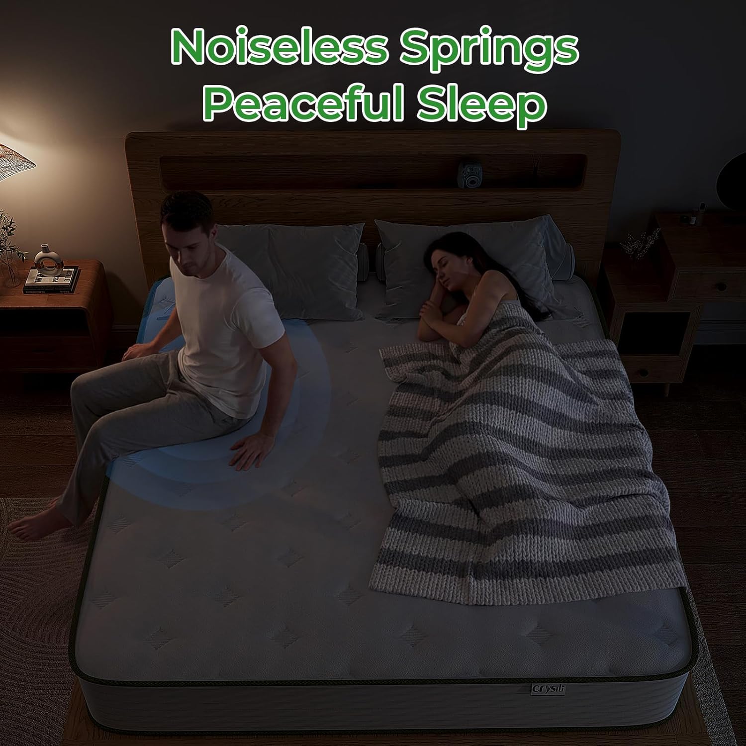Big Promotion Crystli Green Avocado Collection 10 Inch Hybrid Mattress with Cooling Tencel Fabric