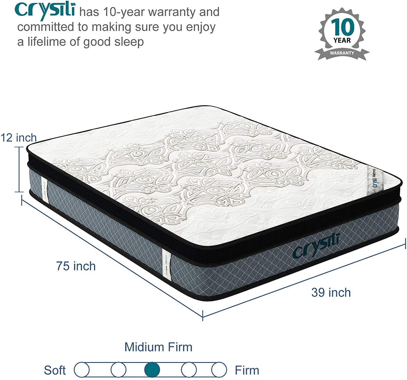 Crystli |12-inch Hybrid Mattress