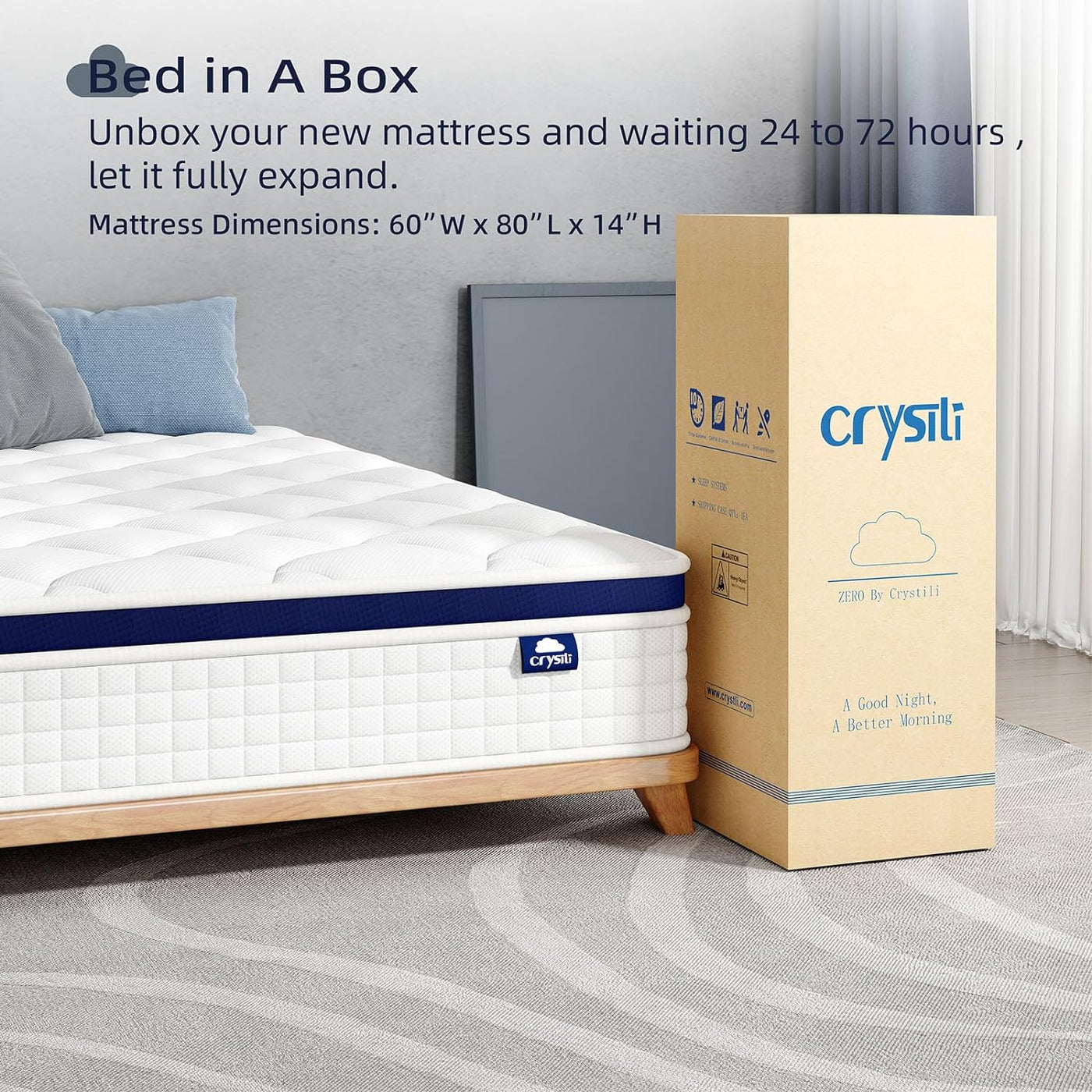 WM Crystli Midnight Collection 12 Inch Hybrid Innerspring Mattress with Zero Gravity(US)