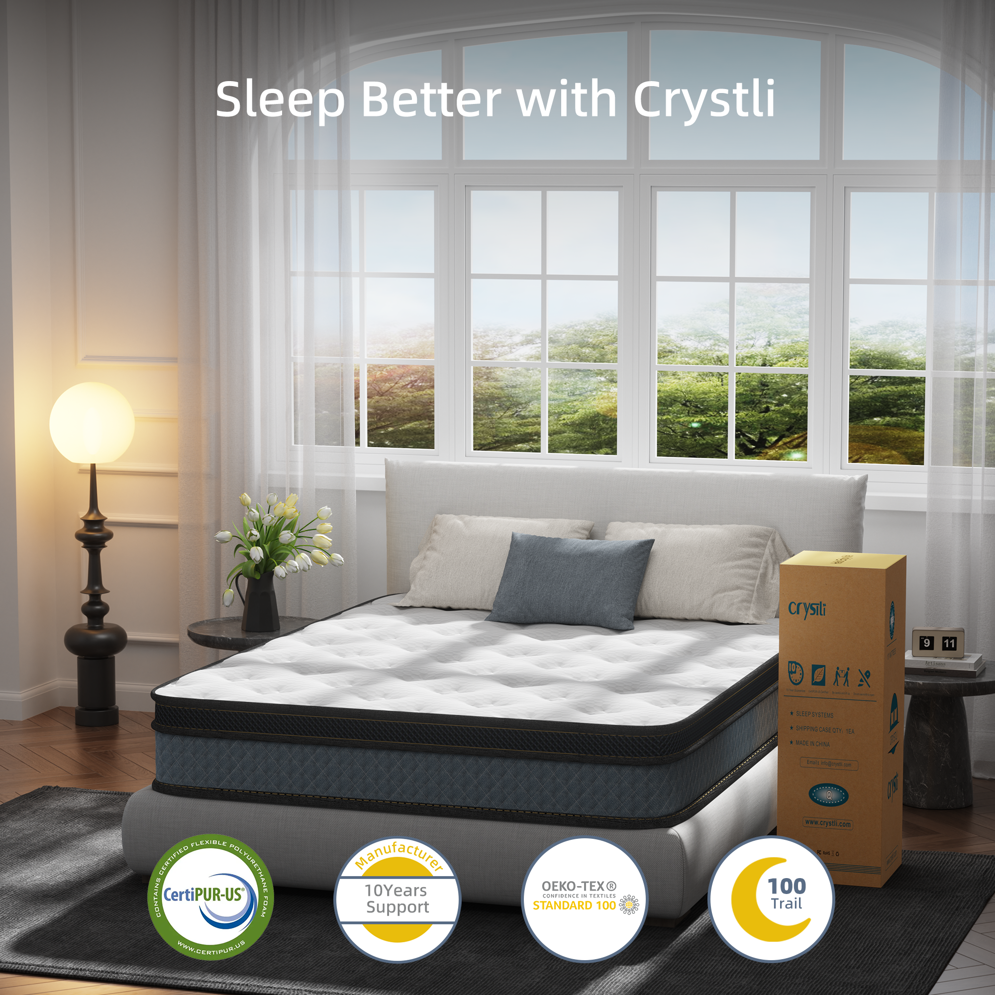 Big Promotion Crystli Twilight Collection 10 Inch Memory Foam Innerspring Mattress