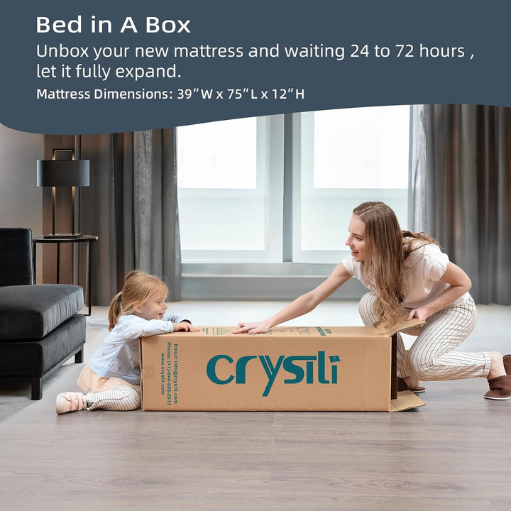 Crystli Twilight Collection 12 Inch Memory Foam Innerspring Mattress with CertiPUR-US Certified