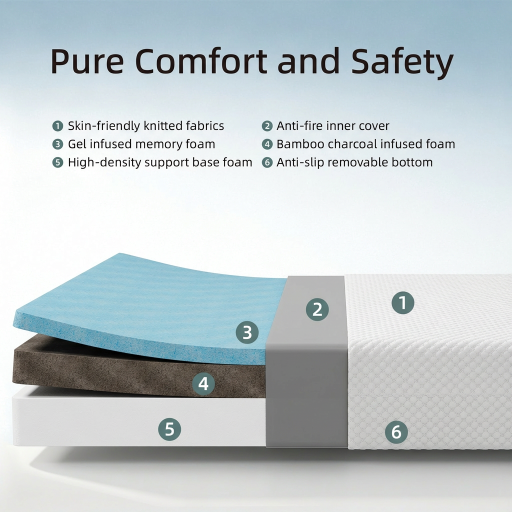 Somnara 12 Inch Mattress, CertiPUR-US Certified Gel Memory Foam with Charcoal, Medium Firm, Fiberglass-Free