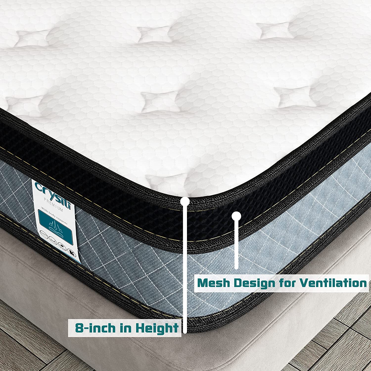 Big Promotion Crystli Twilight Collection 8 Inch Memory Foam Innerspring Mattress